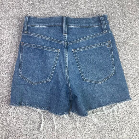 Madewell Denim Shorts Women's 23 Blue High Rise Cut Off Medium Wash Preppy - Picture 2 of 9